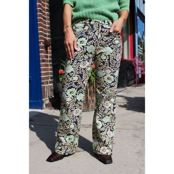 Rachel Comey - Bolada Pant: Navy Floral Flare Leg Jeans Size 4 - Picture 1 of 15
